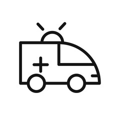 Ambulance line icon isolated on white background. Black flat thin icon on modern outline style. Linear symbol and editable stroke. Simple and pixel perfect stroke vector illustration.