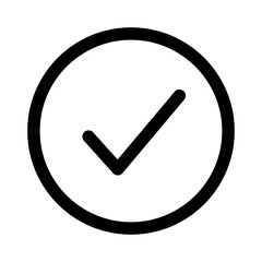 Checkmark circle icon line isolated on white background. Black flat thin icon on modern outline style. Linear symbol and editable stroke. Simple and pixel perfect stroke vector illustration.