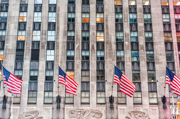 Waving USA National Flags in NYC, Manhattan. USA