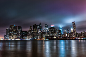 Fototapeta na wymiar New York at Night. Long Exposure. NYC.