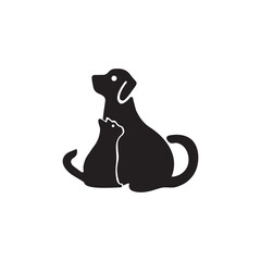 Cat and dog animal logo design . icon logo . silhouette logo