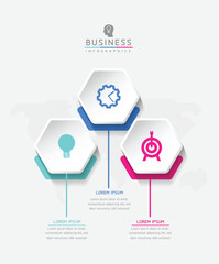 Connecting Steps business Infographic Template with 3 Elements