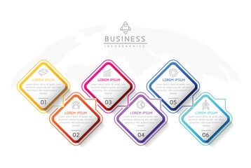 Connecting Steps business Infographic Template with 6 Elements