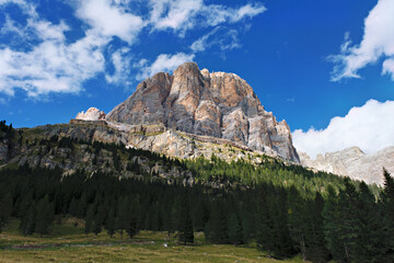 Fantastic panoramic view of the Dolomites mountains in exceptional light and cloud conditions, South Tyrol, Italy