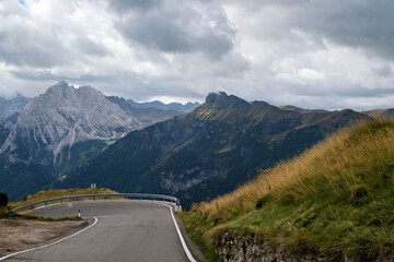Fantastic panoramic view of the Dolomites mountains in exceptional light and cloud conditions, South Tyrol, Italy
