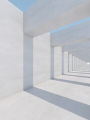 Empty  concrete space interior, 3d rendering