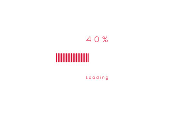 Obraz premium 40 percent uploading Progress bar, red Loading and processing menu bar design.