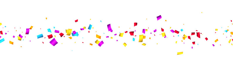 Falling colorful cut out ribbon confetti background.