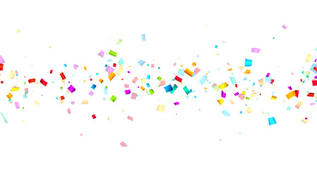 Falling colorful cut out ribbon confetti background.