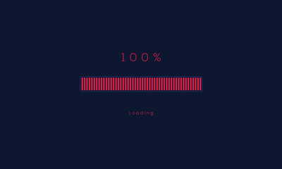 100 percent uploading Progress bar, red Loading and processing menu bar design.