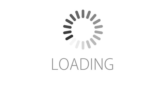 rotating loading and download indicator on white background, spinning loading wheel