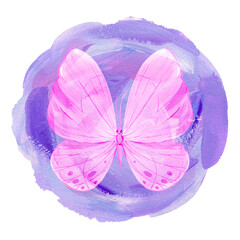 Purple butterfly Abstract acrylic texture painting. Violet abstract background. Handmade art