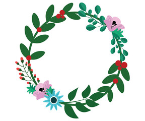 christmas wreath with holly berries