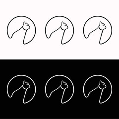 Circle cat animal logo design . icon logo . silhouette logo 