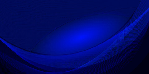 Curved abstract luxury golden lines overlapping on dark blue background.