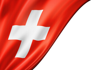 Swiss flag isolated on white banner