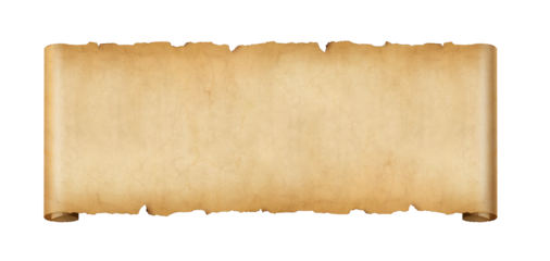 Old paper horizontal banner. Parchment scroll isolated on white
