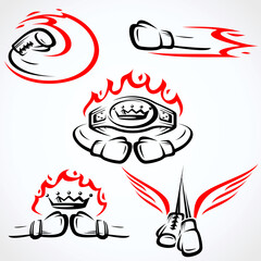 Boxing icon set. Collection element boxing. Vector