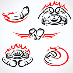 Boxing icon set. Collection element boxing. Vector