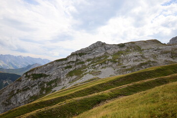 View on the Col de la Colombière which is a mountain pass in the Alps in the department of Haute-Savoie