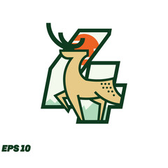 Deer Or Hunting Numeric 4