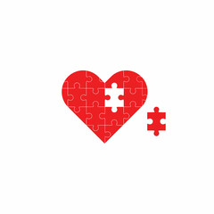 red heart puzzle with missing piece jigsaw
