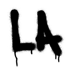Isolated spray graffiti letters LA, Los Angeles, over white.
