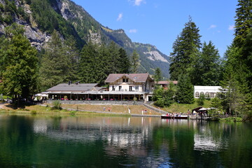 Fototapeta na wymiar The Blausee is a lake in Bernese Oberland, Kandergrund