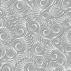 Fototapeta na wymiar Floral seamless pattern with curve elements. Elegant wallpaper, wrapping, textile design