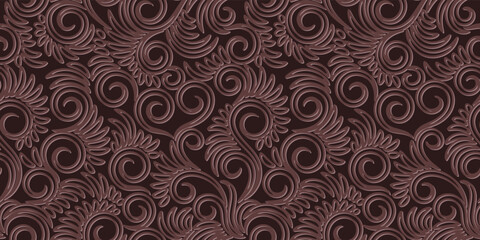 Floral vector seamless pattern with curve elements. Elegant wallpaper, wrapping, textile design