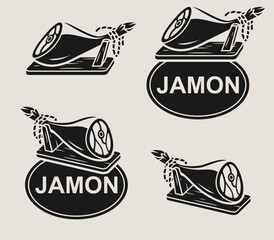 Jamon set. Collection icon jamon. Vector