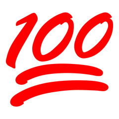100 Percent Emoji Symbol on Transparent Background
