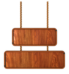 wooden board held by ropes