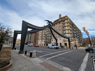 Symbol of Utah - California condor, arching over a street in Salt Lake City