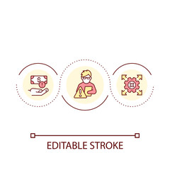 Lack of specialists loop concept icon. Investment shortage. Technical experts employment issue abstract idea thin line illustration. Isolated outline drawing. Editable stroke. Arial font used