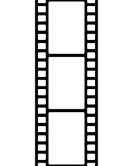 Film frame seamless pattern. Repeated black strip isolated on white background. Element are separated in editable layers. Repeating clipping reel movie. Photo filmstrip tape. Vector illustration