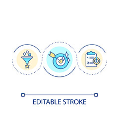 Goal setting loop concept icon. Business planning. Building strategy. Filtering information abstract idea thin line illustration. Isolated outline drawing. Editable stroke. Arial font used