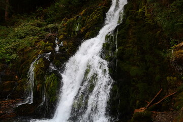 View on a waterfall in the Haute-Savoie region in France 