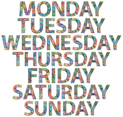 Days of the week. Hand drawn modern design vector illustration.