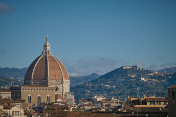 Florence Dome Cathedral with Fiesole hill in background