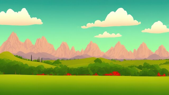Cartoon horizontal mountain landscape. Beautiful nature concept. © Skydive