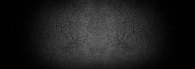 Old wall texture cement dark black gray panorama background abstract grey color design are light with white gradient background.