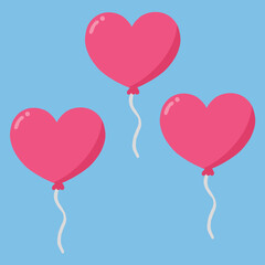Obraz na płótnie Canvas Three Pink heart balloon vector