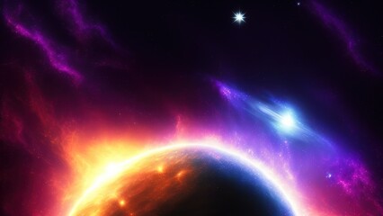 Fototapeta na wymiar Starry night sky purple space background.