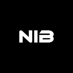NIB letter logo design with black background in illustrator, vector logo modern alphabet font overlap style. calligraphy designs for logo, Poster, Invitation, etc.