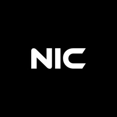 NIC letter logo design with black background in illustrator, vector logo modern alphabet font overlap style. calligraphy designs for logo, Poster, Invitation, etc.
