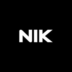 NIK letter logo design with black background in illustrator, vector logo modern alphabet font overlap style. calligraphy designs for logo, Poster, Invitation, etc. - obrazy, fototapety, plakaty