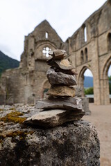 View on the Aulps Abbey located at an altitude of 810 metres in the village of Saint-Jean-d'Aulps in the Haute-Savoie