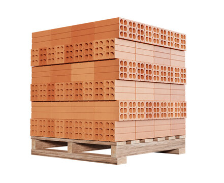 Pilha de tijolos sobre pallet de madeira