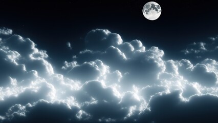 Naklejka na ściany i meble Overcast full moon night.